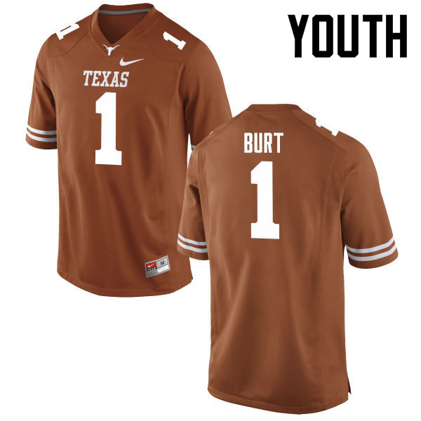 Youth #1 John Burt Texas Longhorns College Football Jerseys-Tex Orange - Click Image to Close